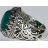 Iran Islam Shia Natural Chrysoprase Green Aqeeq Aqiq Agate Sterling Silver 925 Ring