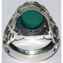 Iran Islam Shia Natural Chrysoprase Green Aqeeq Aqiq Agate Sterling Silver 925 Ring