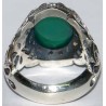 Iran Islam Shia Natural Chrysoprase Green Aqeeq Aqiq Agate Sterling Silver 925 Ring