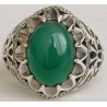 Iran Islam Shia Natural Chrysoprase Green Aqeeq Aqiq Agate Sterling Silver 925 Ring