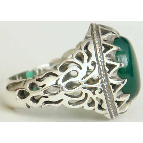 Iran Islam Shia Natural Chrysoprase Green Aqeeq Aqiq Agate Sterling Silver 925 Ring Iran Islam Shia Natural Chrysoprase Green Aqeeq Aqiq Agate Sterling Silver 925 Ring
