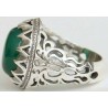 Iran Islam Shia Natural Chrysoprase Green Aqeeq Aqiq Agate Sterling Silver 925 Ring