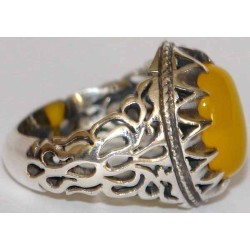 Islam, Shia, IRAN, Agate, Ring, Aqeeq, Aqiq, Silver 925, Natural Yellow Agate, Sterling Silver, Silver Ring, Akeek, Yellow Agate