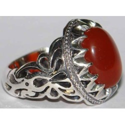 Iran Islam Shia Natural Agate Aqeeq Akeek Aqiq Sterling Silver 925 Ring