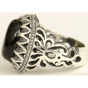 Iran Islam Shia Natural Onyx Agate Aqeeq Aqiq Akeek Sterling Silver 925 Ring