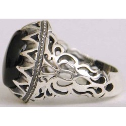 Iran Islam Shia Natural Onyx Agate Aqeeq Aqiq Akeek Sterling Silver 925 Ring
