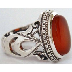 Iran Islam Shia Natural Agate Aqeeq Akeek Aqiq Sterling Silver 925 Ring