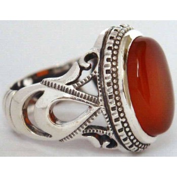 Iran Islam Shia Natural Agate Aqeeq Akeek Aqiq Sterling Silver 925 Ring