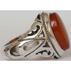 Iran Islam Shia Natural Agate Aqeeq Akeek Aqiq Sterling Silver 925 Ring