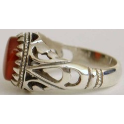 Iran Islam Shia Natural Agate Aqeeq Akeek Aqiq Sterling Silver 925 Ring