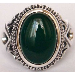 Iran Islam Shia Natural Chrysoprase Green Aqeeq Aqiq Agate Sterling Silver 925 Ring