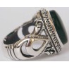 Iran Islam Shia Natural Chrysoprase Green Aqeeq Aqiq Agate Sterling Silver 925 Ring
