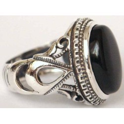 Iran Islam Shia Natural Onyx Agate Aqeeq Aqiq Akeek Sterling Silver 925 Ring