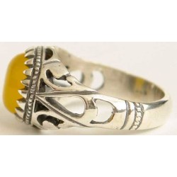 Islam, Shia, IRAN, Agate, Ring, Aqeeq, Aqiq, Silver 925, Natural Yellow Agate, Sterling Silver, Silver Ring, Akeek, Yellow Agate