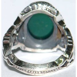Iran Islam Shia Natural Chrysoprase Green Aqeeq Aqiq Agate Sterling Silver 925 Ring