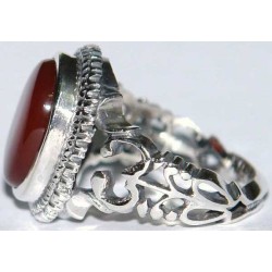 Iran Islam Shia Natural Agate Aqeeq Akeek Aqiq Sterling Silver 925 Ring