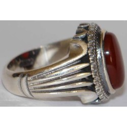 Iran Islam Shia Natural Agate Aqeeq Akeek Aqiq Sterling Silver 925 Ring