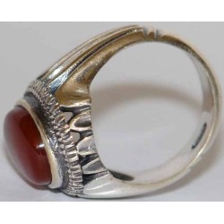 Iran Islam Shia Natural Agate Aqeeq Akeek Aqiq Sterling Silver 925 Ring