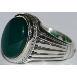 Iran Islam Shia Natural Chrysoprase Green Aqeeq Aqiq Agate Sterling Silver 925 Ring