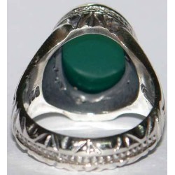 Iran Islam Shia Natural Chrysoprase Green Aqeeq Aqiq Agate Sterling Silver 925 Ring