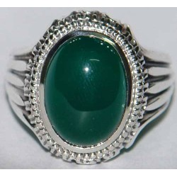 Iran Islam Shia Natural Chrysoprase Green Aqeeq Aqiq Agate Sterling Silver 925 Ring