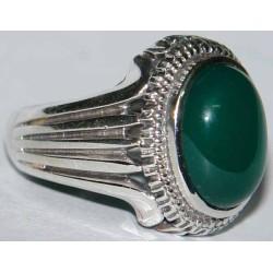 Iran Islam Shia Natural Chrysoprase Green Aqeeq Aqiq Agate Sterling Silver 925 Ring