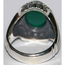 Iran Islam Shia Natural Chrysoprase Green Aqeeq Aqiq Agate Sterling Silver 925 Ring