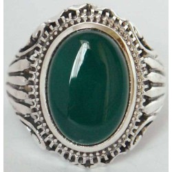 Iran Islam Shia Natural Chrysoprase Green Aqeeq Aqiq Agate Sterling Silver 925 Ring