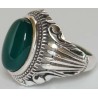 Iran Islam Shia Natural Chrysoprase Green Aqeeq Aqiq Agate Sterling Silver 925 Ring