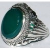 Iran Islam Shia Natural Chrysoprase Green Aqeeq Aqiq Agate Sterling Silver 925 Ring