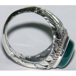 Iran Islam Shia Natural Chrysoprase Green Aqeeq Aqiq Agate Sterling Silver 925 Ring