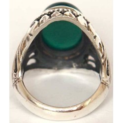 Iran Islam Shia Natural Chrysoprase Green Aqeeq Aqiq Agate Sterling Silver 925 Ring
