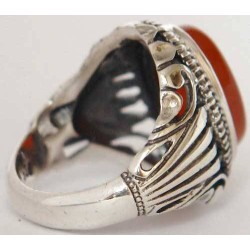 Iran Islam Shia Natural Agate Aqeeq Akeek Aqiq Sterling Silver 925 Ring