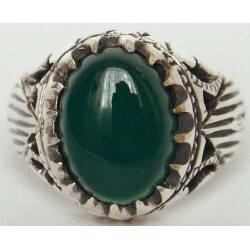 Iran Islam Shia Natural Chrysoprase Green Aqeeq Aqiq Agate Sterling Silver 925 Ring