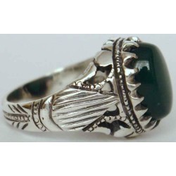 Iran Islam Shia Natural Chrysoprase Green Aqeeq Aqiq Agate Sterling Silver 925 Ring