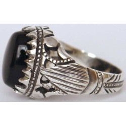 Iran Islam Shia Natural Onyx Agate Aqeeq Aqiq Akeek Sterling Silver 925 Ring