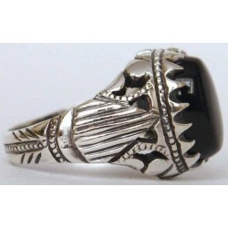 Iran Islam Shia Natural Onyx Agate Aqeeq Aqiq Akeek Sterling Silver 925 Ring