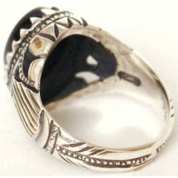 Iran Islam Shia Natural Onyx Agate Aqeeq Aqiq Akeek Sterling Silver 925 Ring