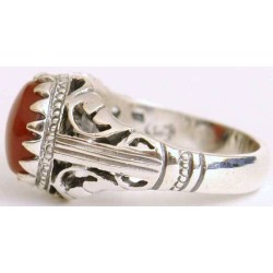 Iran Islam Shia Natural Agate Aqeeq Akeek Aqiq Sterling Silver 925 Ring