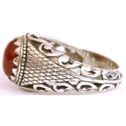 Iran Islam Shia Natural Agate Aqeeq Akeek Aqiq Sterling Silver 925 Ring