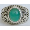 Iran Islam Shia Natural Chrysoprase Green Aqeeq Aqiq Agate Sterling Silver 925 Ring