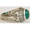 Iran Islam Shia Natural Chrysoprase Green Aqeeq Aqiq Agate Sterling Silver 925 Ring