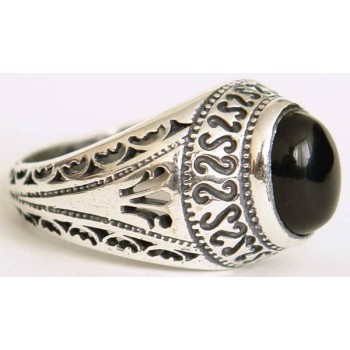 Iran Islam Shia Natural Onyx Agate Aqeeq Aqiq Akeek Sterling Silver 925 Ring