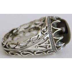 Iran Islam Shia Natural Onyx Agate Aqeeq Aqiq Akeek Sterling Silver 925 Ring