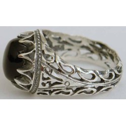 Iran Islam Shia Natural Onyx Agate Aqeeq Aqiq Akeek Sterling Silver 925 Ring