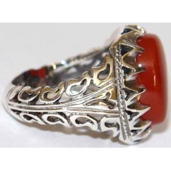 Iran Islam Shia Natural Agate Aqeeq Akeek Aqiq Sterling Silver 925 Ring