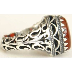 Iran Islam Shia Natural Agate Aqeeq Akeek Aqiq Sterling Silver 925 Ring