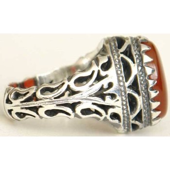 Iran Islam Shia Natural Agate Aqeeq Akeek Aqiq Sterling Silver 925 Ring