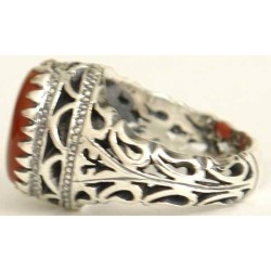 Iran Islam Shia Natural Agate Aqeeq Akeek Aqiq Sterling Silver 925 Ring