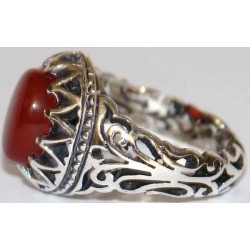 Iran Islam Shia Natural Agate Aqeeq Akeek Aqiq Sterling Silver 925 Ring